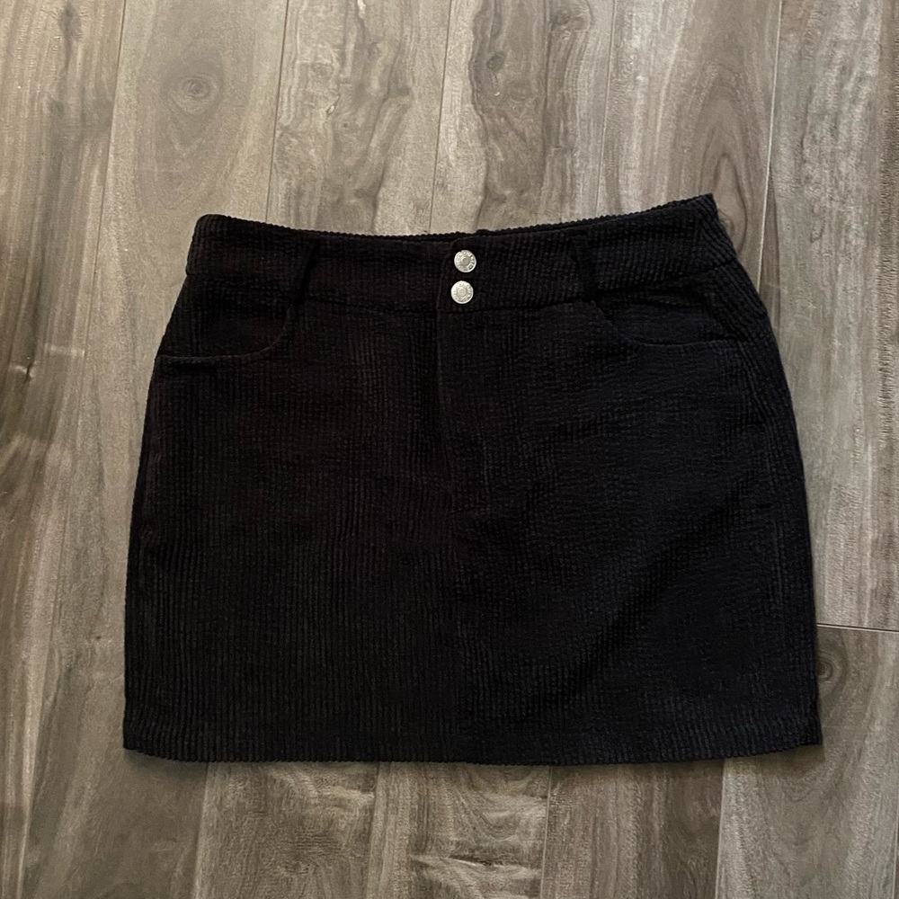 Black Corduroy Mini Skirt